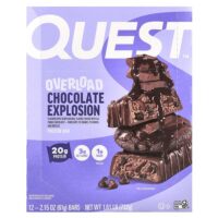 Протеиновый батончик Overload, Chocolate Explosion, 12 батончиков, 61 г (2,15 унции) — Quest Nutrition
