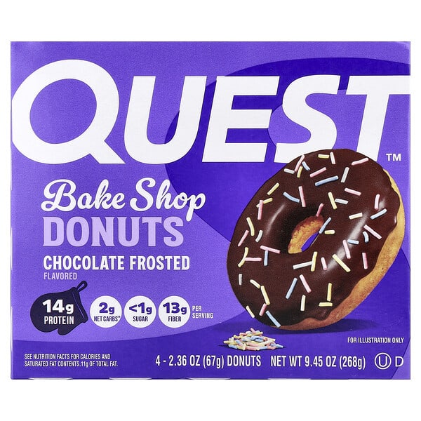 qst01693_v_18.jpg Bake Shop Пончики, в шоколадной глазури, 4 пончика по 67 г (2,36 унции) — Quest Nutrition