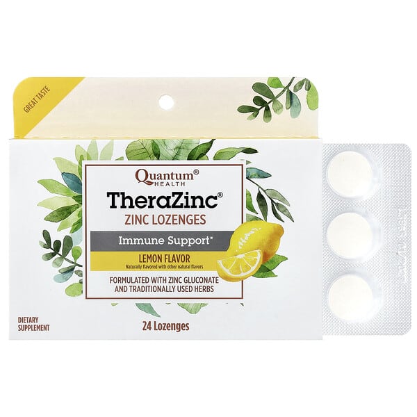 qua01602_v_56.jpg TheraZinc®, леденцы с цинком, со вкусом лимона, 24 леденца — Quantum Health