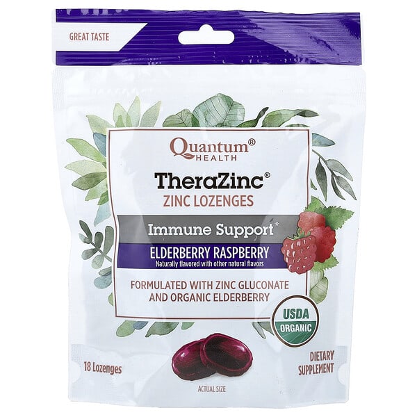 qua21188_v_13.jpg TheraZinc®, леденцы с цинком, бузина и малина, 18 леденцов — Quantum Health