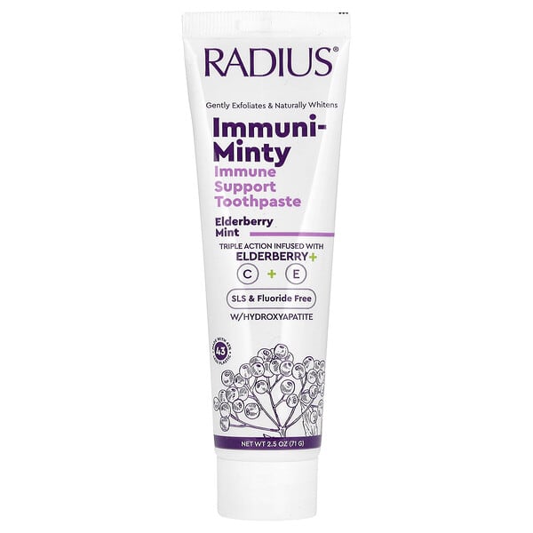 rad08064_v_17.jpg Immuni-Minty, зубная паста для поддержки иммунитета, бузина и мята, 71 г (2,5 унции) — RADIUS
