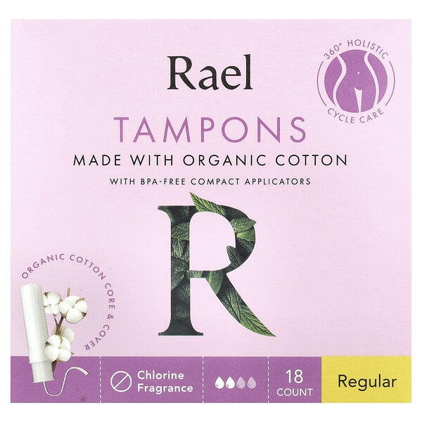 rae13069_v_16.jpg Тампоны из органического хлопка, обычные, без отдушек, 18 шт. — Rael