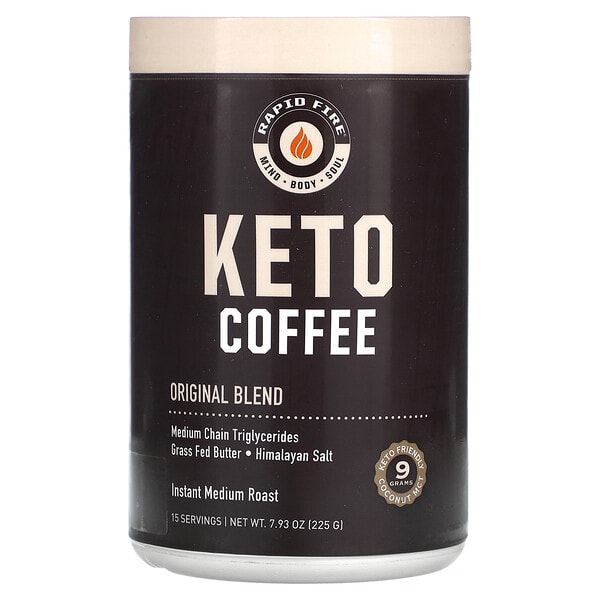 rap10448_v_8.jpg Keto Coffee, оригинальная смесь, растворимый, средней обжарки, 225 г (7,93 унции) — RAPIDFIRE