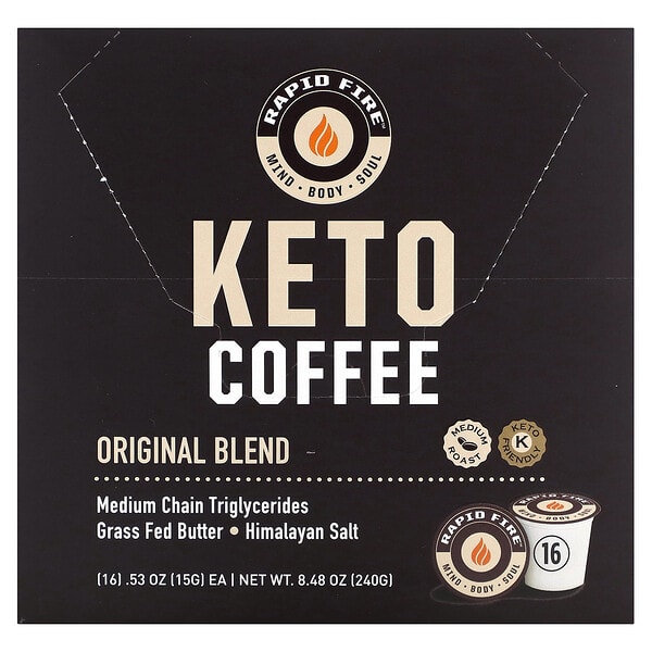 rap10459_v_12.jpg Keto Coffee Pods, оригинальная смесь, средней обжарки, 16 капсул по 15 г (0,53 унции) — RAPIDFIRE