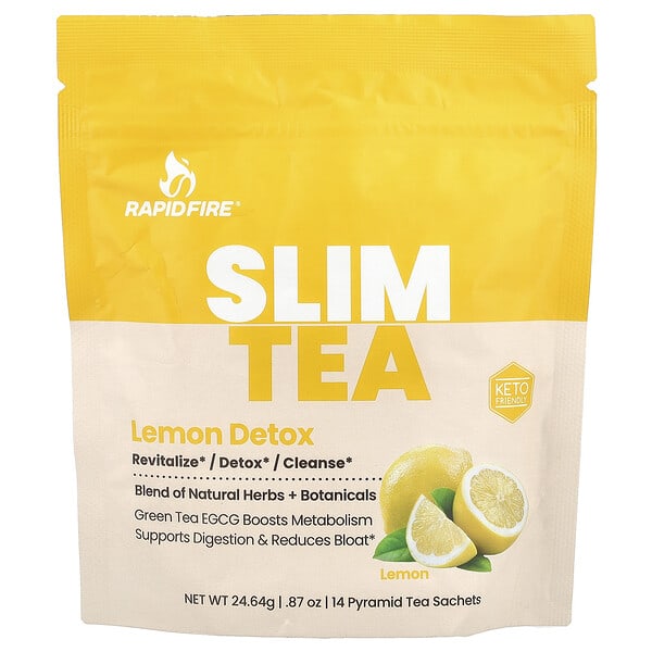 rap10488_v_8.jpg Slim Tea, лимон, 14 пакетиков в виде пирамиды, 24,64 г (0,87 унции) — RAPIDFIRE