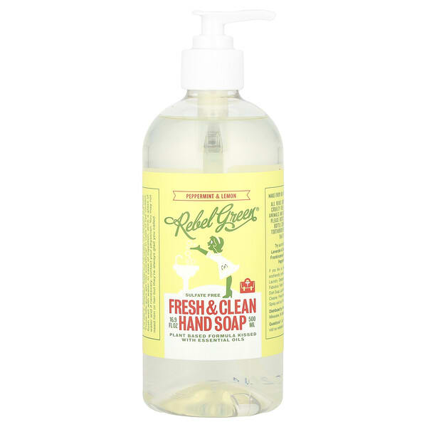 reg00636_v_18.jpg Fresh & Clean, мыло для рук, перечная мята и лимон, 500 мл (16,9 жидк. унц.) — Rebel Green