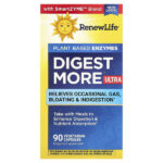 DigestMore™ Ultra, ферменты растительного происхождения, 90 вегетарианских капсул — Renew Life