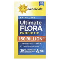 Extra Care, пробиотик Ultimate Flora™, 30 веганских капсул с отсроченным высвобождением — Renew Life