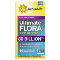 Colon Care Ultimate Flora™, пробиотик Colon Care, 60 веганских капсул с отсроченным высвобождением — Renew Life
