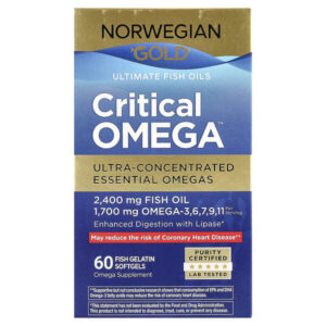 Norwegian Gold®, Critical Omega™, рыбий жир высшего качества, 60 капсул из рыбьего желатина — Renew Life