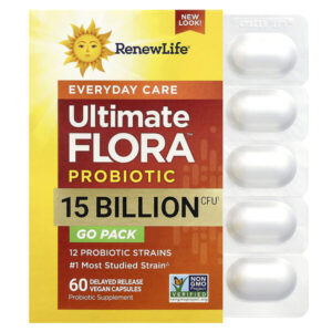 Ultimate Flora™, пробиотик для повседневного ухода, 15 млрд КОЕ, 60 веганских капсул с отсроченным высвобождением — Renew Life