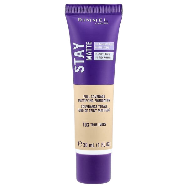 rim67578_v_27.jpg Жидкий тональный мусс Stay Matte, оттенок 103 слоновая кость, 30 мл — Rimmel London
