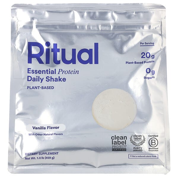 rit97535_v_2.jpg Essential Protein, ежедневный коктейль, ваниль, 459 г (1 фунт) — Ritual