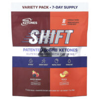 Shift, заряженный кофеином, набор разных вкусов, ягодное ассорти, персик, 7 пакетиков по 7,3 г (0,26 унции) — Real Ketones