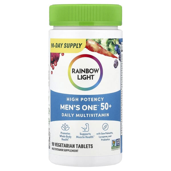 rlt20404_v_24.jpg Men's One™, мультивитамины для ежедневного приема старше 50 лет, высокая эффективность, 90 вегетарианских таблеток — Rainbow Light