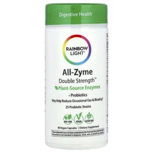 All-Zyme™, ферменты растительного происхождения и пробиотики, 90 веганских капсул — Rainbow Light
