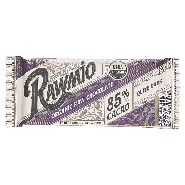 rmo46422_v_5.jpg Essential Bar, органический необработанный шоколад, 85% какао, довольно темный, 30 г (1,1 унции) — Rawmio
