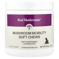Mushroom Mobility, мягкие жевательные таблетки, для собак и кошек, 60 жевательных таблеток, 240 г (8,47 унции) — Real Mushrooms