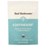 5 Defenders, порошок экстракта органических грибов, 45 г (1,59 унции) — Real Mushrooms