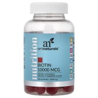 Nutrition, жевательные таблетки с биотином, со вкусом натуральной клубники, 100 жевательных таблеток (5000 мг в 1 жевательной таблетке) — artnaturals