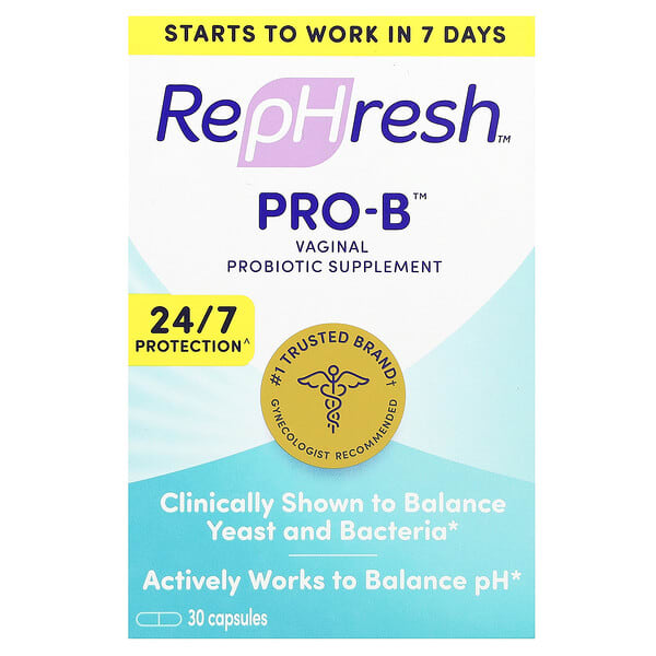 rph00112_v_16.jpg Rephresh, Pro-B, вагинальная добавка с пробиотиками, 5 млрд КОЕ, 30 капсул