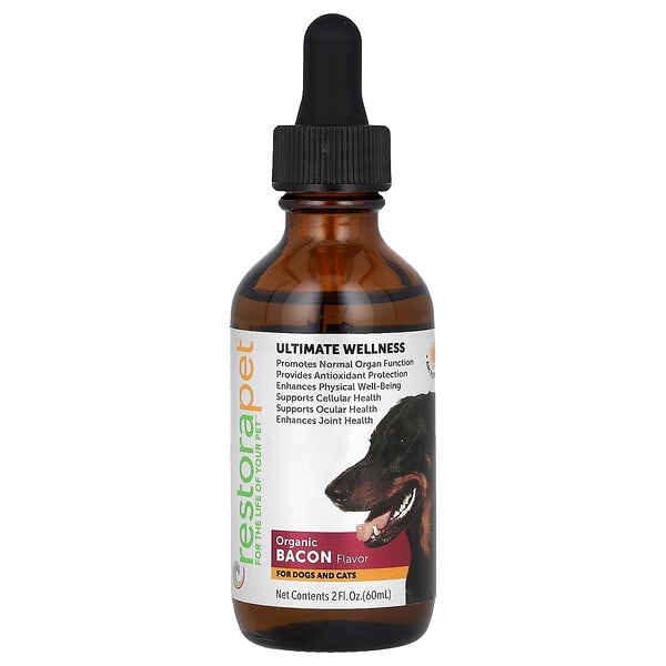 rpi57424_v_8.jpg Ultimate Wellness, For Dogs and Cats, Organic Bacon, 2 fl oz (60 ml) — RestoraPet