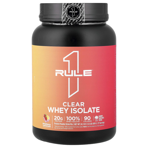 rul00362_v_24.jpg Clear Isolate™, клубничный лимонад, 689 г (1,52 фунта) — Rule One Proteins