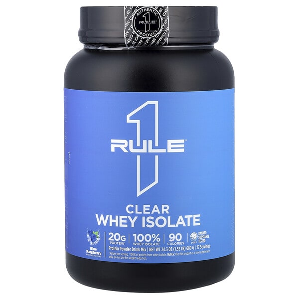 rul00363_v_24.jpg Clear Isolate™, голубая малина, 689 г (1,52 фунта) — Rule One Proteins
