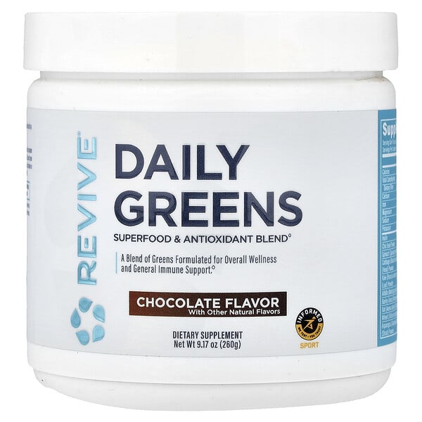 rvi68976_v_8.jpg Daily Green, ежедневная зелень, с шоколадным вкусом, 260 г (9,17 унции) — Revive