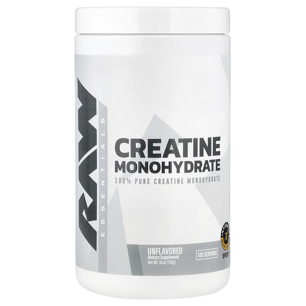 rws15067_v_17.jpg Essentials, моногидрат креатина, без добавок, 510 г (18 унций) — Raw Nutrition