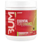 Bum Essentials, Essential Performance, формула для тренировки без стимуляторов, со вкусом клубники и киви, 610 г (21,52 унции) — Raw Nutrition