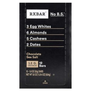 Protein Bar, шоколадная морская соль, 12 батончиков, 52 г (1,8 унции) — RXBAR