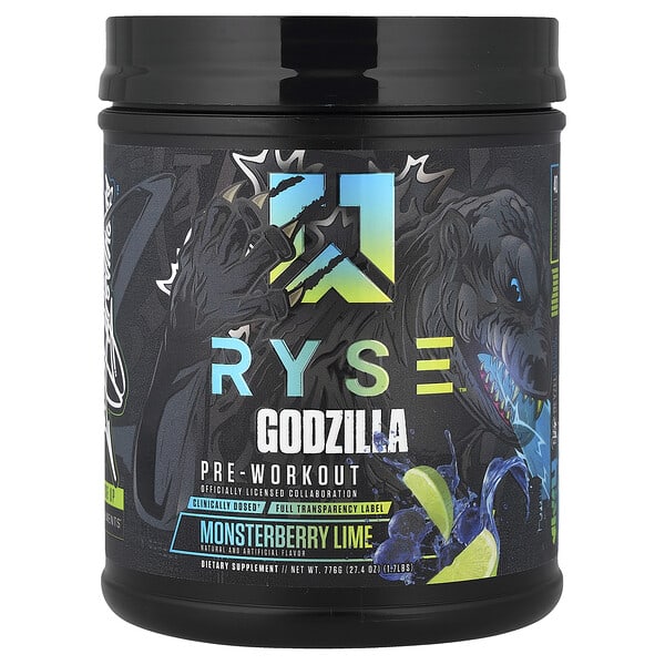 rys00878_v_24.jpg Godzilla, предтренировочный комплекс, со вкусом монстеры и лайма, 776 г (1,74 фунта) — RYSE