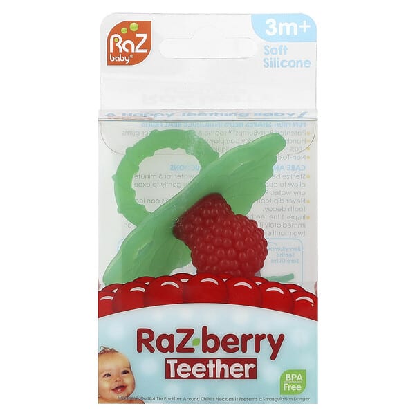 rzb00030_v_10.jpg RaZ-berry, прорезыватель для зубов, для детей от 3 месяцев, зеленый/красный, 1 шт. — RaZbaby