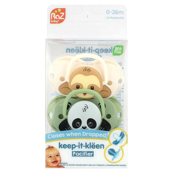 rzb17723_v_11.jpg Keep-It-Kleen, соска-пустышка, для 0–36 мес, Sloth & Panda, 2 шт. — RaZbaby