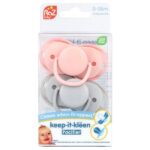 Пустышка Keep-It-Kleen, для детей 0–36 мес, розовая и серая, 2 шт. — RaZbaby