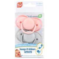 Пустышка Keep-It-Kleen, для детей 0–36 мес, розовая и серая, 2 шт. — RaZbaby
