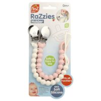 RaZzies, держатель для пустышки, от 0 месяцев, розовый / бежевый``, 2 держателя — RaZbaby