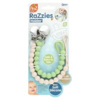 RaZzies, держатель для пустышки, от 0 месяцев, зеленый / бежевый``, 2 держателя — RaZbaby
