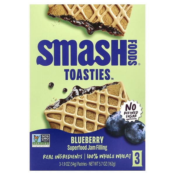 sao55031_v_18.jpg Toasties™, голубика, 3 шт., 54 г (1,9 унции) каждое — Smash Foods