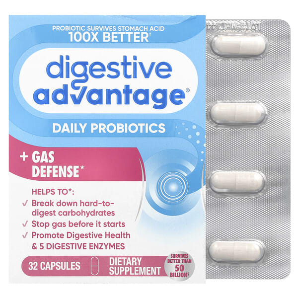 sbf97022_v_61.jpg Digestive Advantage, быстродействующие ферменты + пробиотик для ежедневного применения, 32 капсулы — Schiff