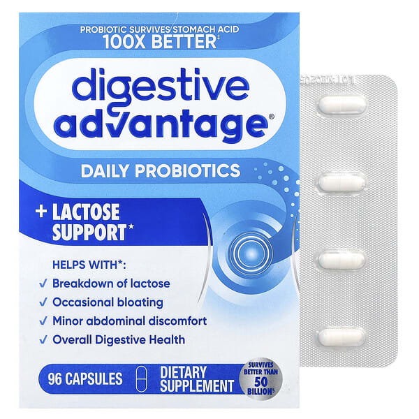 sbf98225_v_67.jpg Digestive Advantage®, пробиотики для ежедневного приема и поддержка лактозы, 96 капсул — Schiff