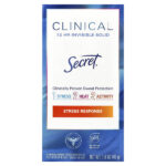 Clinical, невидимое твердое вещество, 72 часа, антиперспирант / дезодорант, реакция на стресс, 45 г (1,6 унции) — Secret — изображение 2