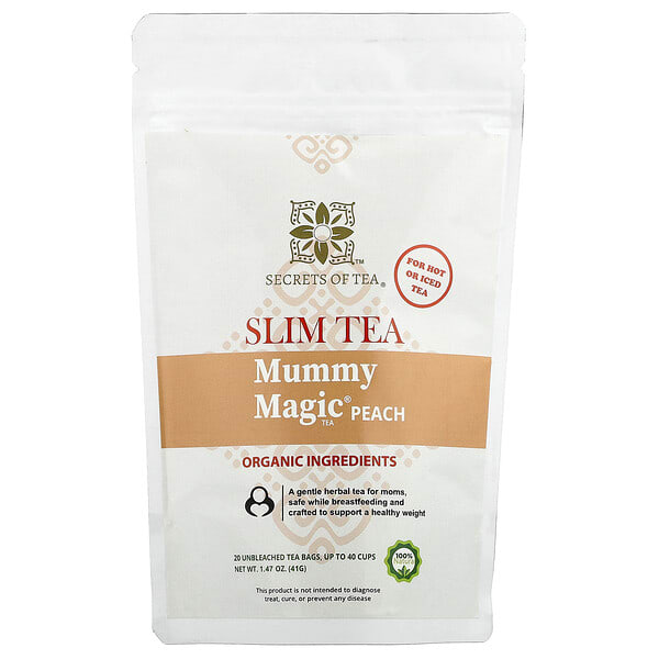scs00673_v_20.jpg Slim Tea, чай Mummy Magic®, со вкусом персика, 20 неотбеленных чайных пакетиков, 41 г (1,47 унции) — Secrets of Tea