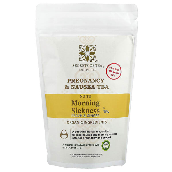scs00678_v_20.jpg No To Morning Sickness®, чай с персиком и имбирем, без кофеина, 20 неотбеленных чайных пакетиков, 41 г (1,47 унции) — Secrets of Tea