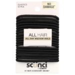 Резинки No Damage®, средней фиксации на весь день, черные, 18 шт. — Scunci