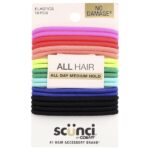 Резинки No Damage®, для всех волос, средней фиксации, разные цвета, 18 шт. — Scunci