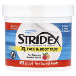 XL Face & Body Pads™, без спирта, 90 подушечек с двойной текстурой — Stridex
