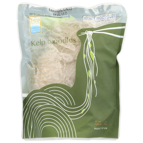 sea00644_v_12.jpg Sea Tangle Noodle Company, Лапша с бурыми водорослями с зеленым чаем, 12 унций (340 г)