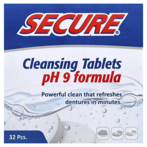 Secure Denture, очищающие таблетки, с уровнем pH 9, 32 таблетки